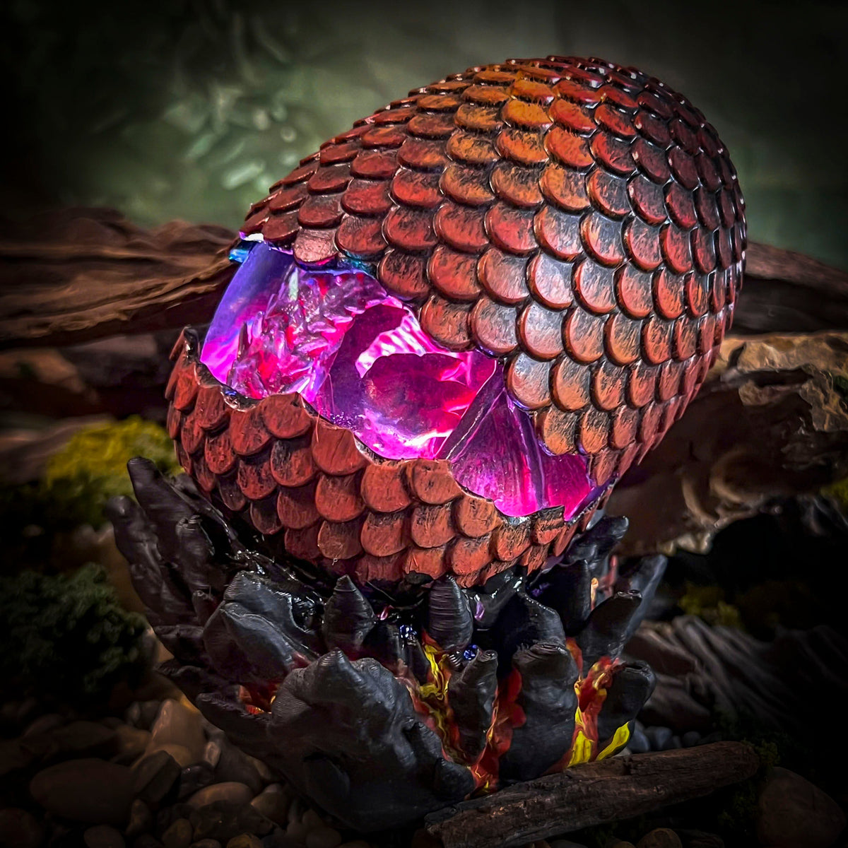 Fire Dragon Egg Lamp V2 - handmade resin lamp