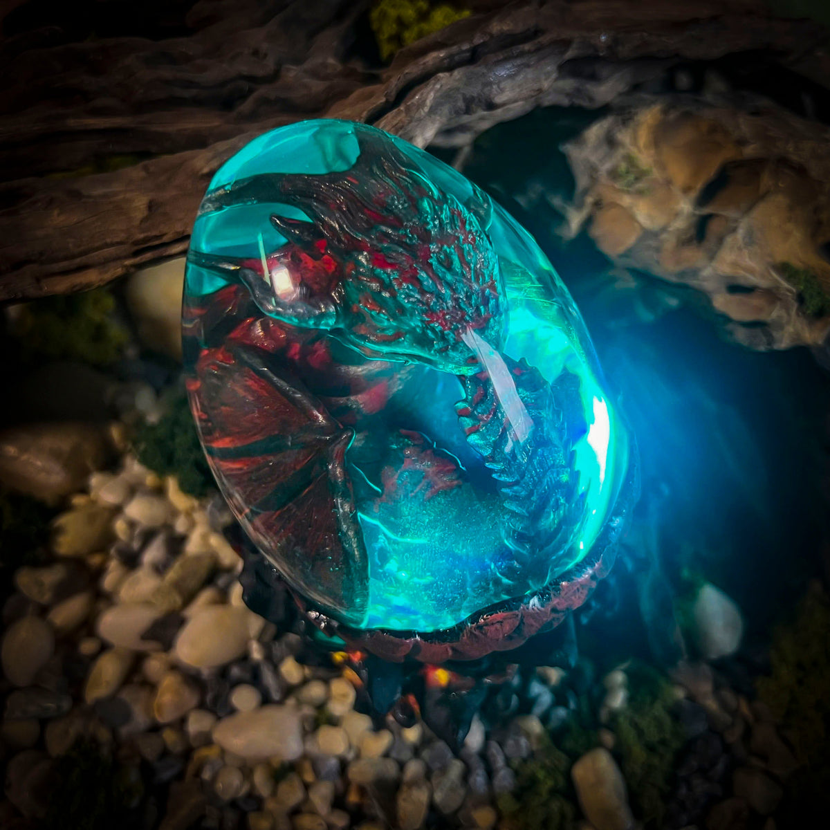 Fire Dragon Egg Lamp V2 - handmade resin lamp