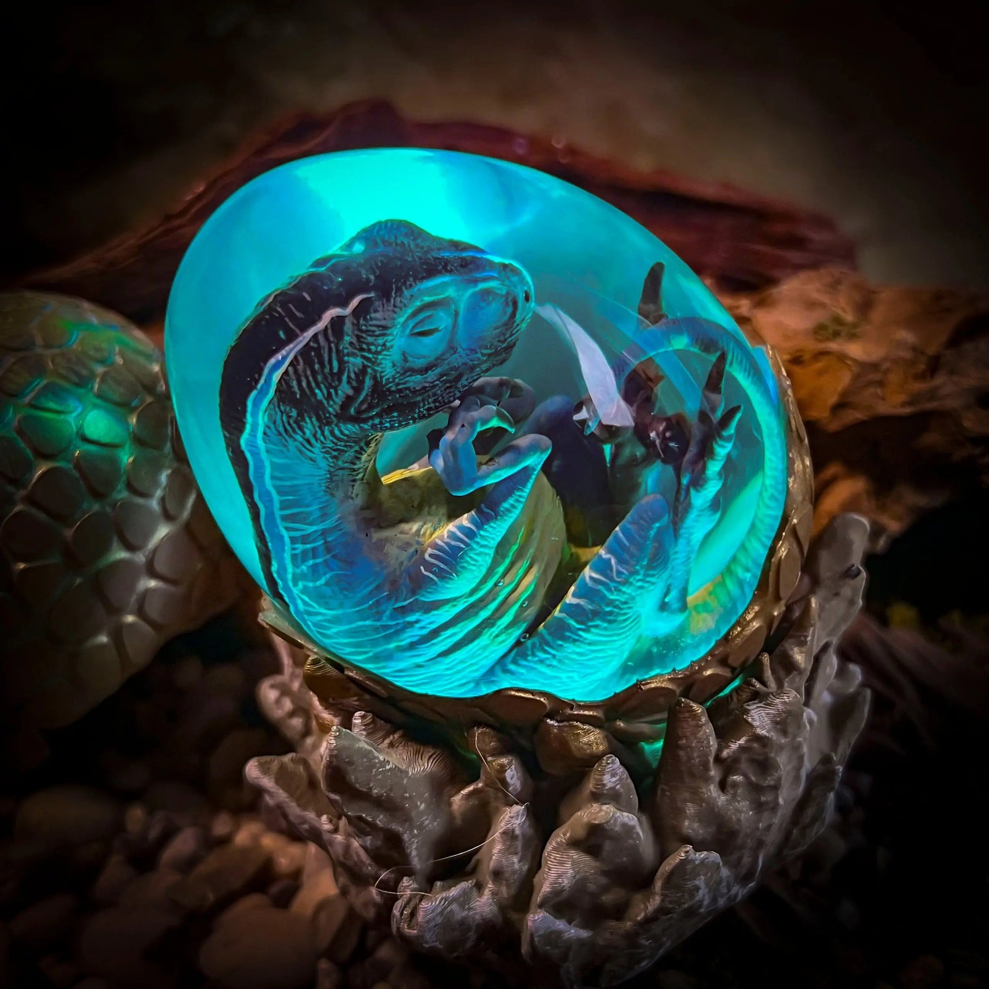 Raptor Hatchlight Egg Lamp - handmade resin lamp