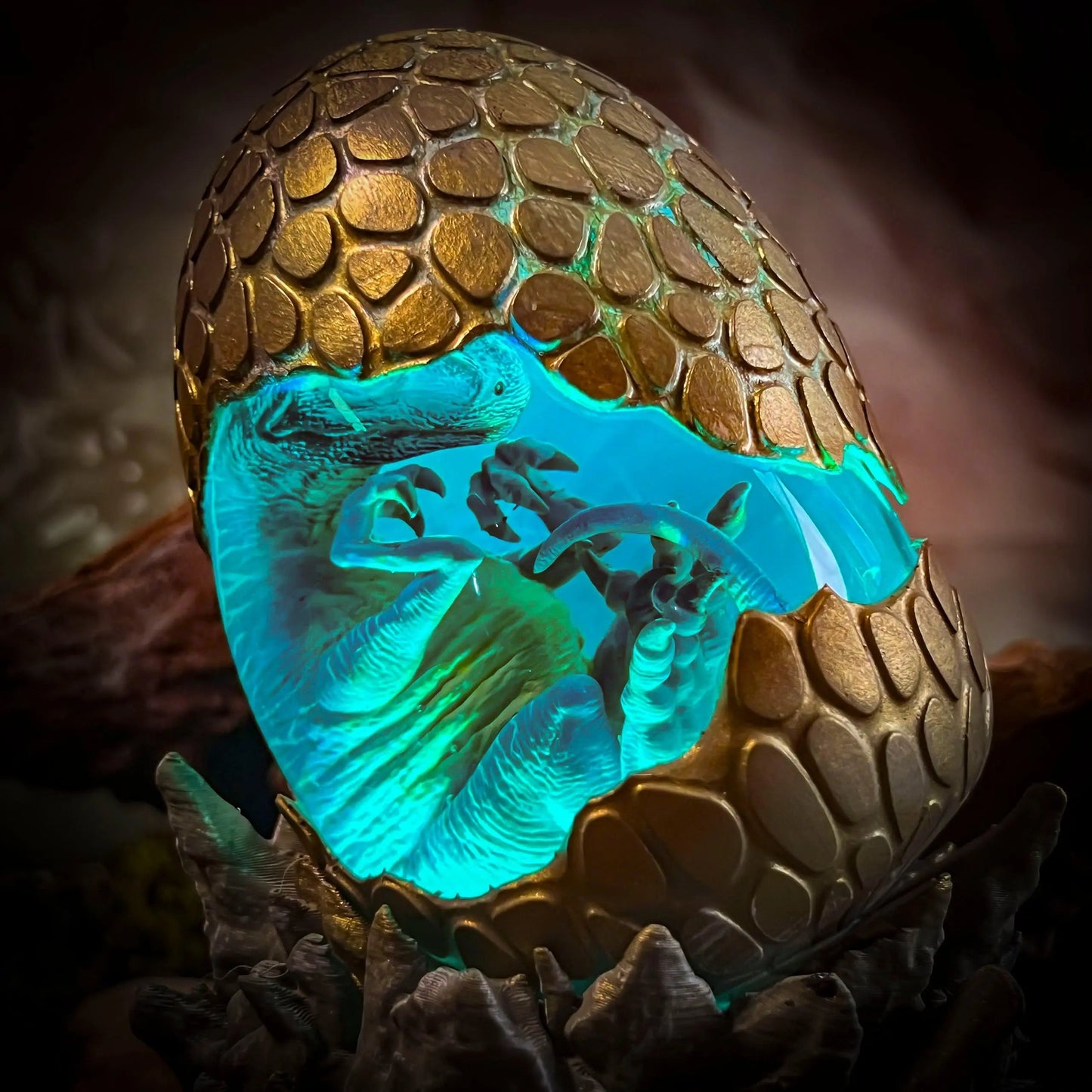 Raptor Hatchlight Egg Lamp - handmade resin lamp