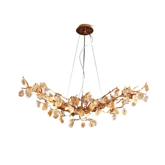 Stone Crystal Brass Dining Room Chandelier