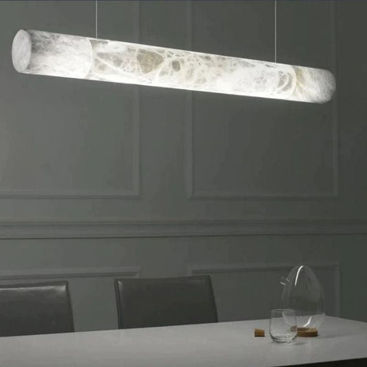 Sylvia Alabaster Linear Pendant Light Over Kitchen Island