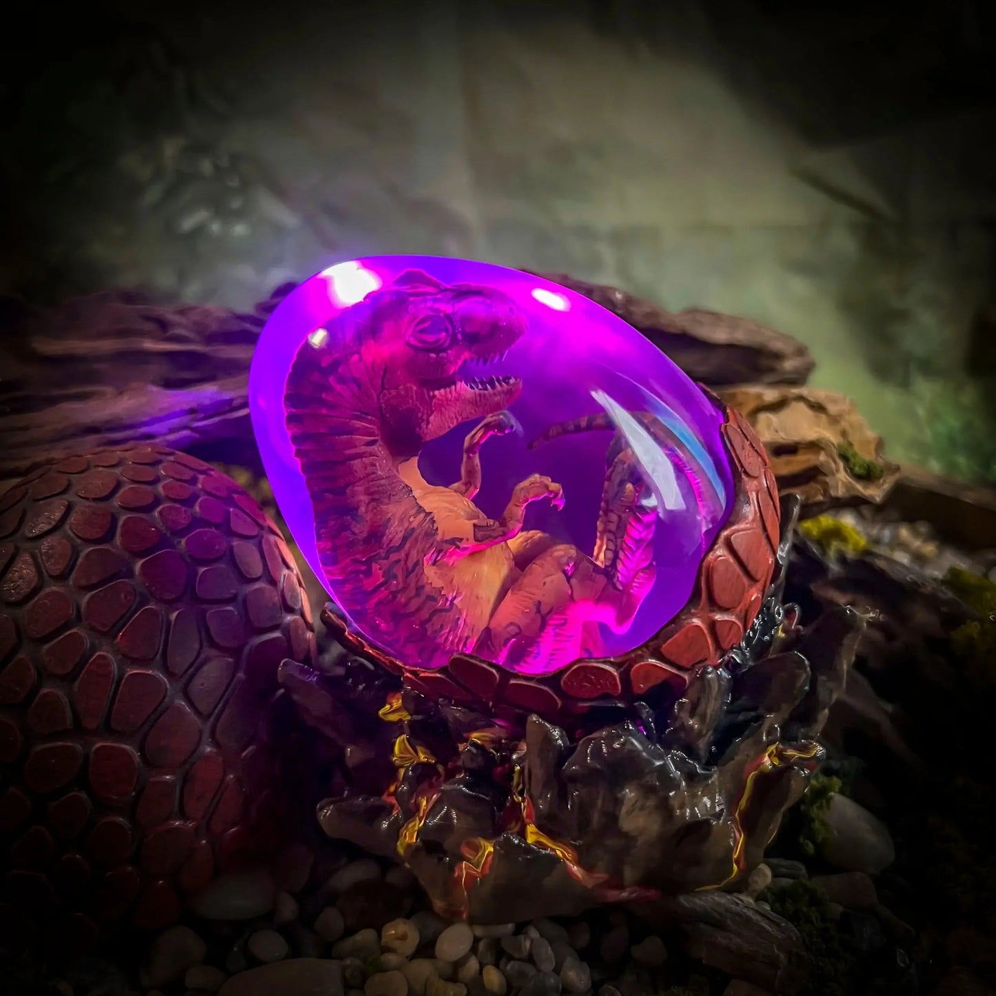 T-Rex Hatchlight Egg Lamp - handmade resin lamp