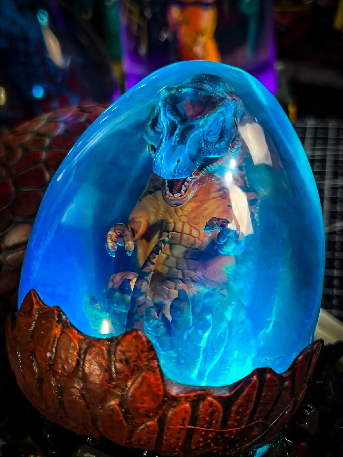T-Rex Hatchlight Egg Lamp - handmade resin lamp