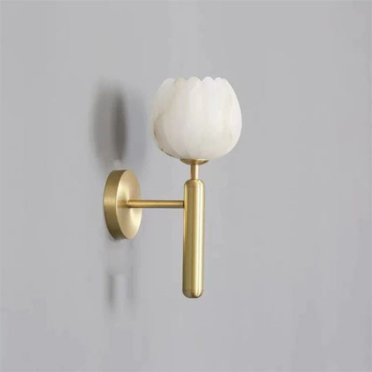 Alabaster Round Bedroom Bedside Wall Sconce