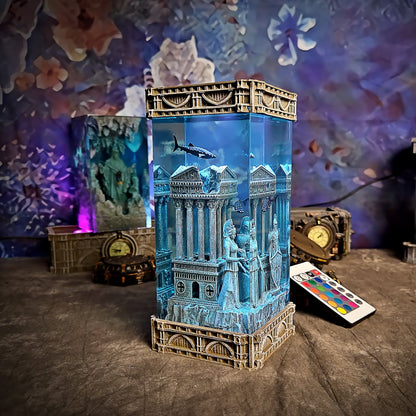 Greek Temple Resin Lamp - handmade resin lamp
