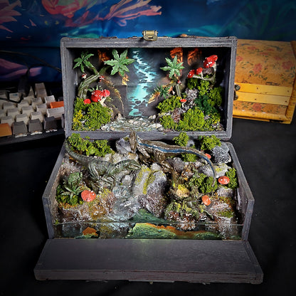 Raptor Diorama Light Box - handmade resin light box