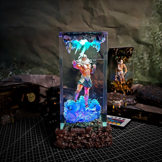 Athens Poseidon Resin Lamp - handmade resin lamp