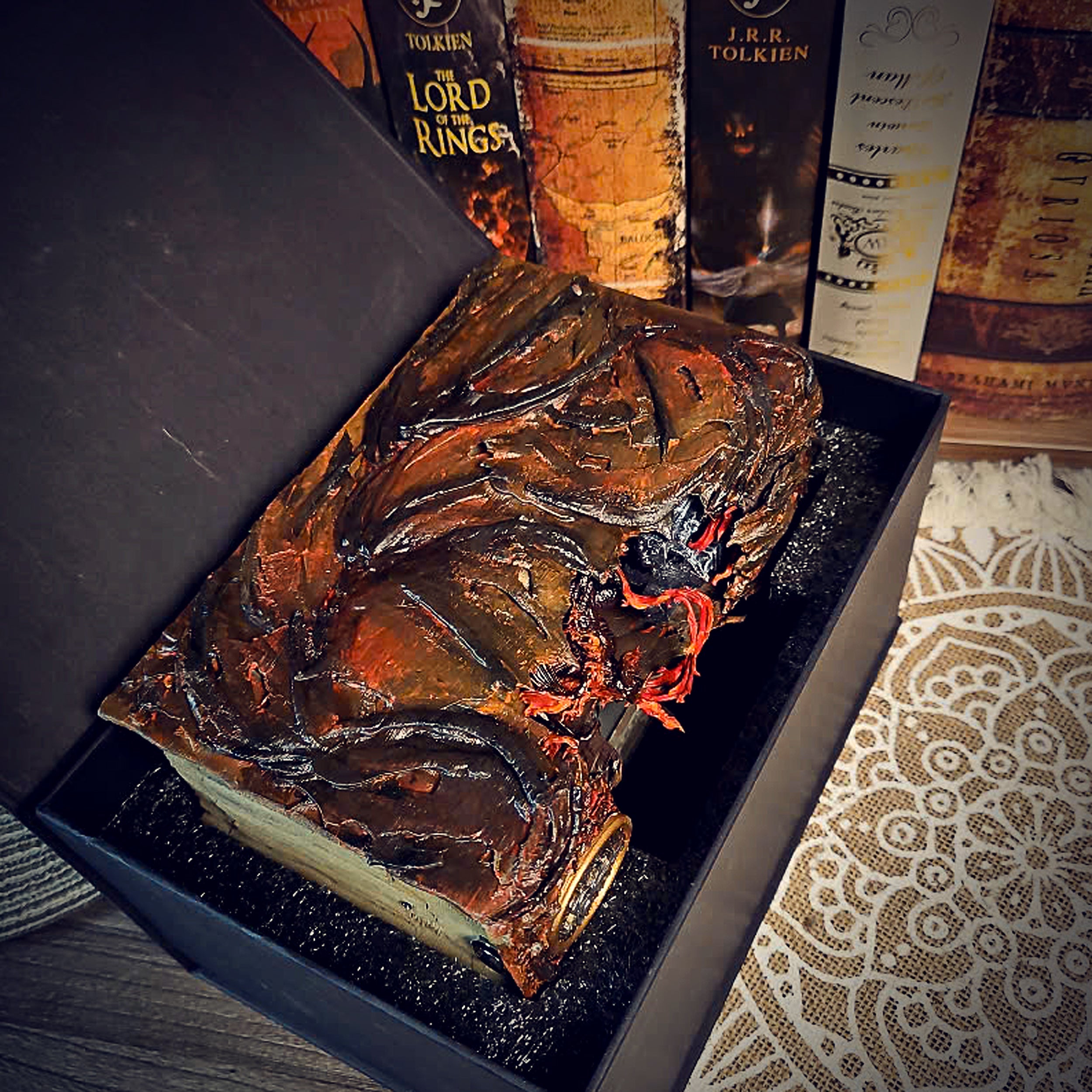 Balrog Book Nook - handmade resin lamp