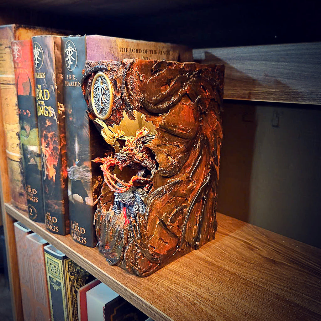 Balrog Book Nook - handmade resin lamp