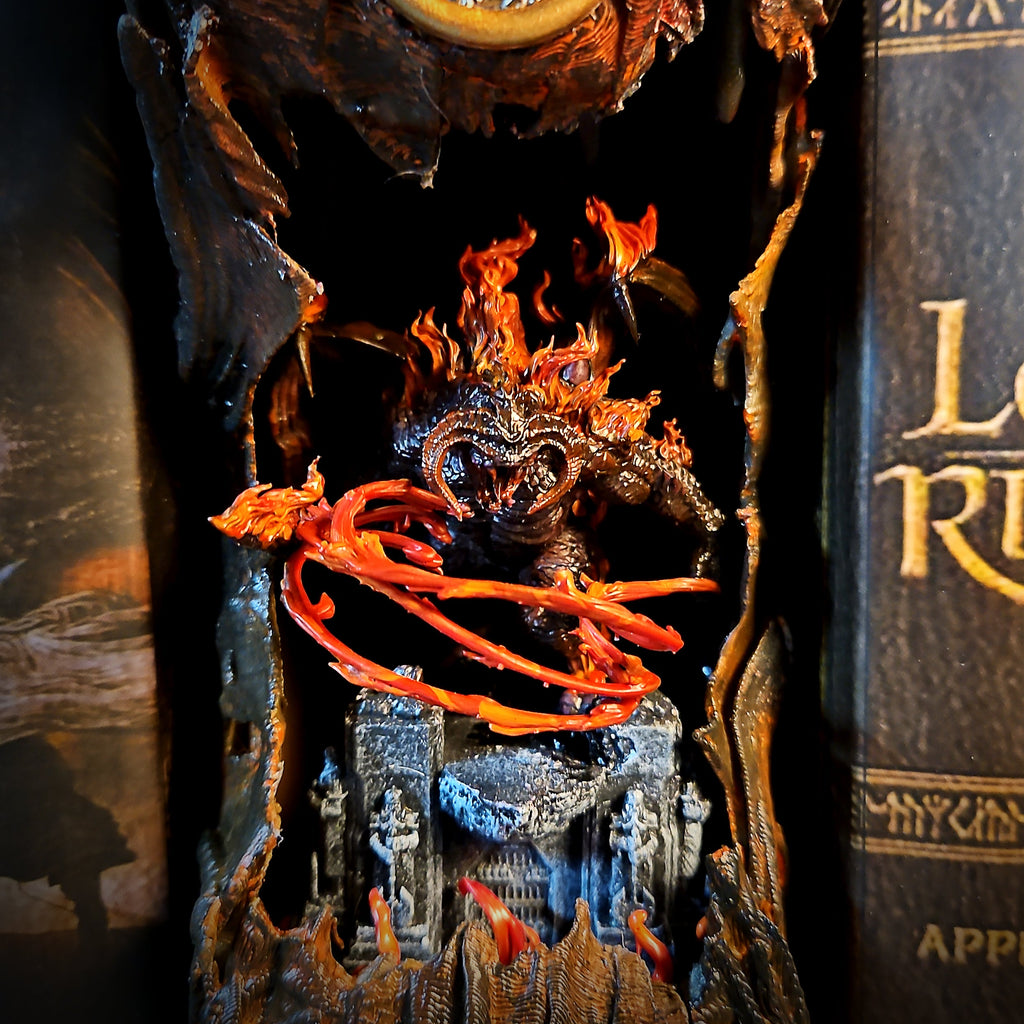 Balrog Book Nook - handmade resin lamp
