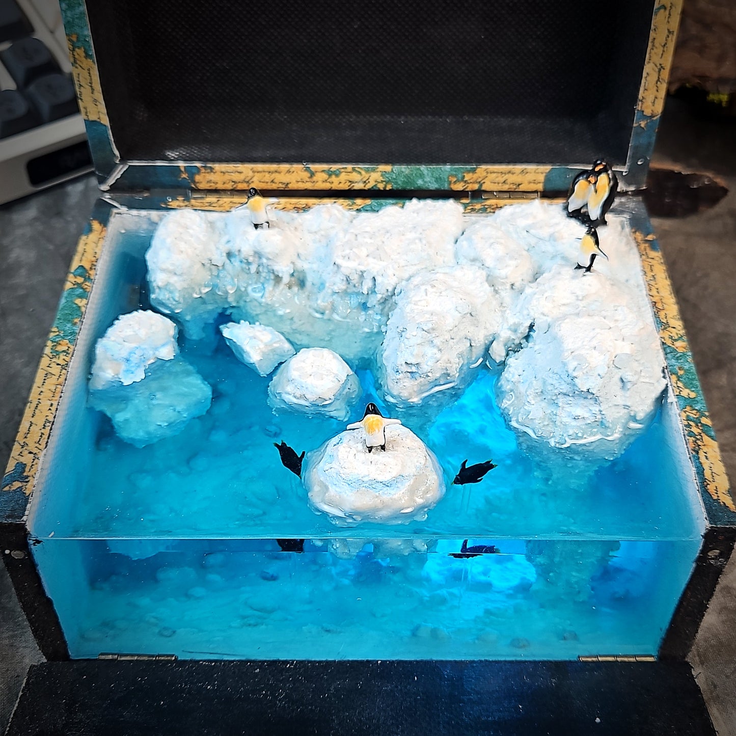 Penguin Iceberg Light Box - handmade resin light box