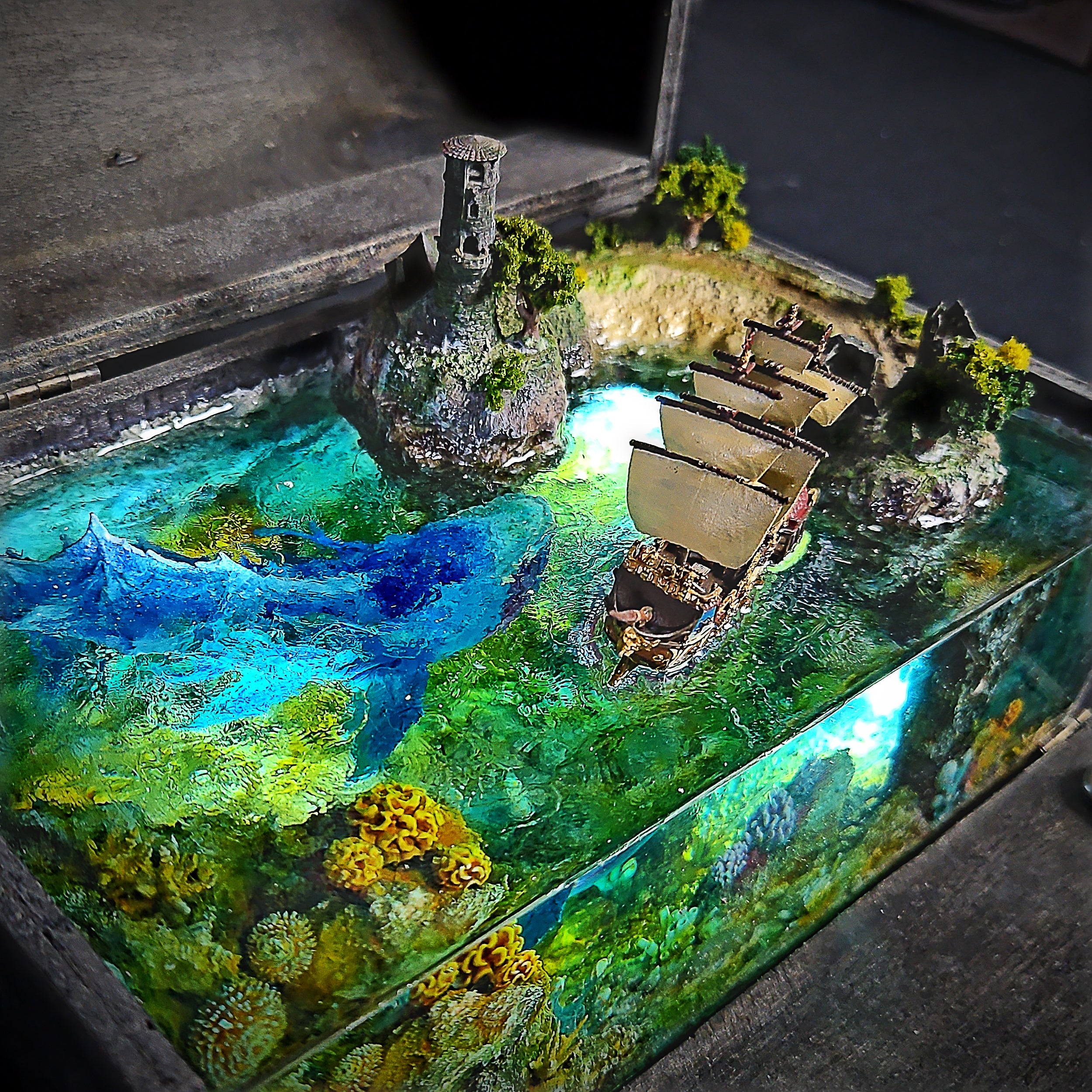 Leviathan Resin Lamp Box - handmade resin lamp