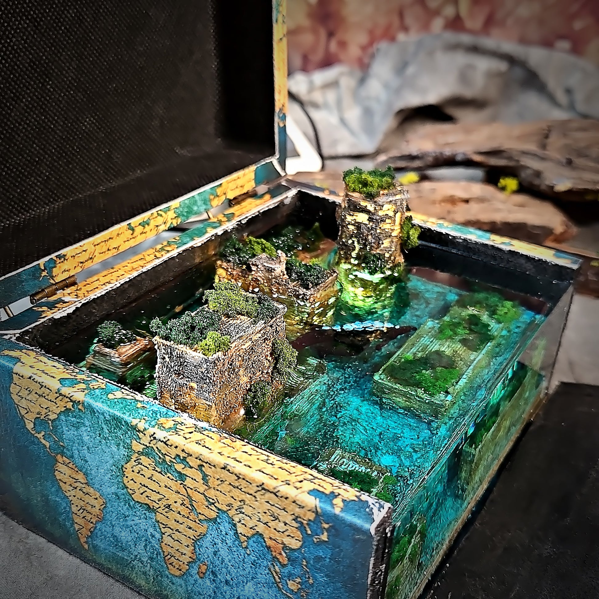 The Lost City Light Box - handmade resin light box