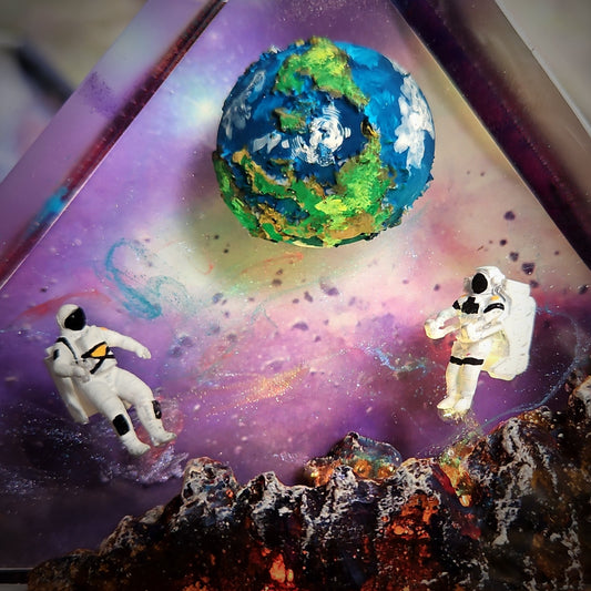 Galaxy Earth Triangle Resin Lamp - handmade resin lamp