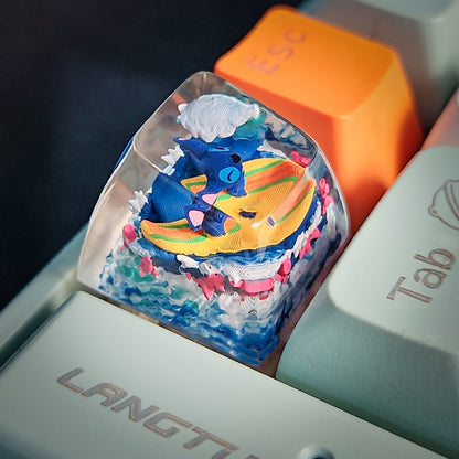 Stitch Surfing Keycap - handmade resin keycap