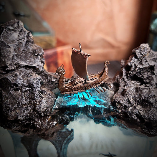 Ocean Viking Rectangle Resin Lamp - handmade resin lamp
