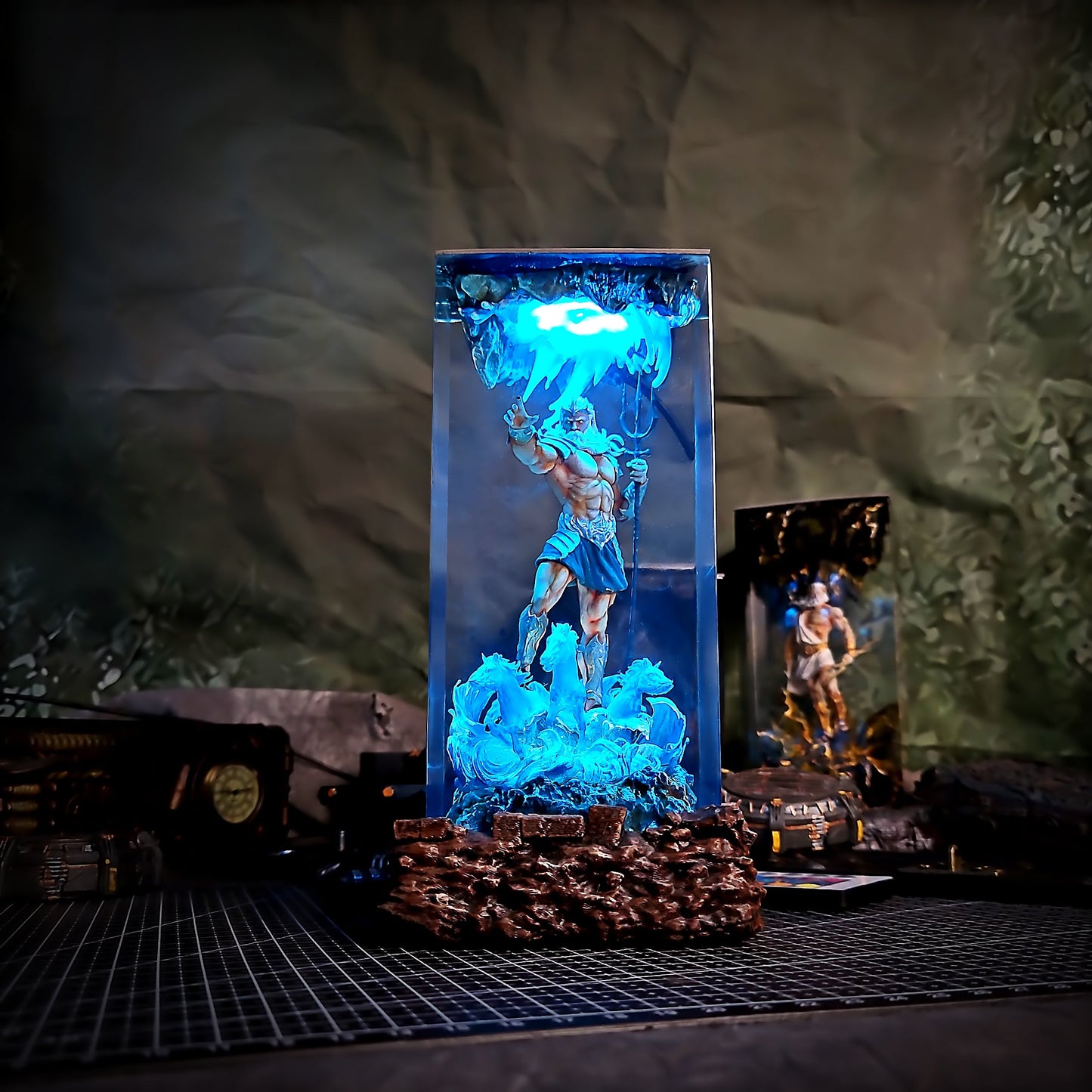 Athens Poseidon Resin Lamp - handmade resin lamp