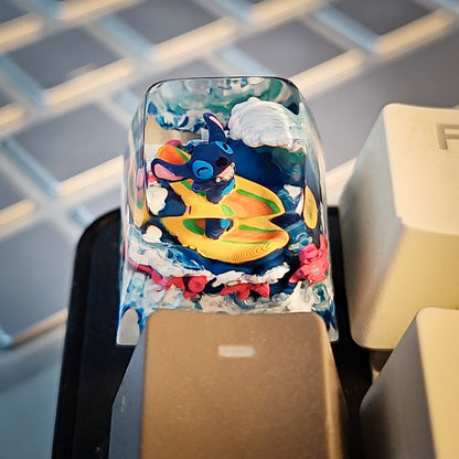 Stitch Surfing Keycap - handmade resin keycap