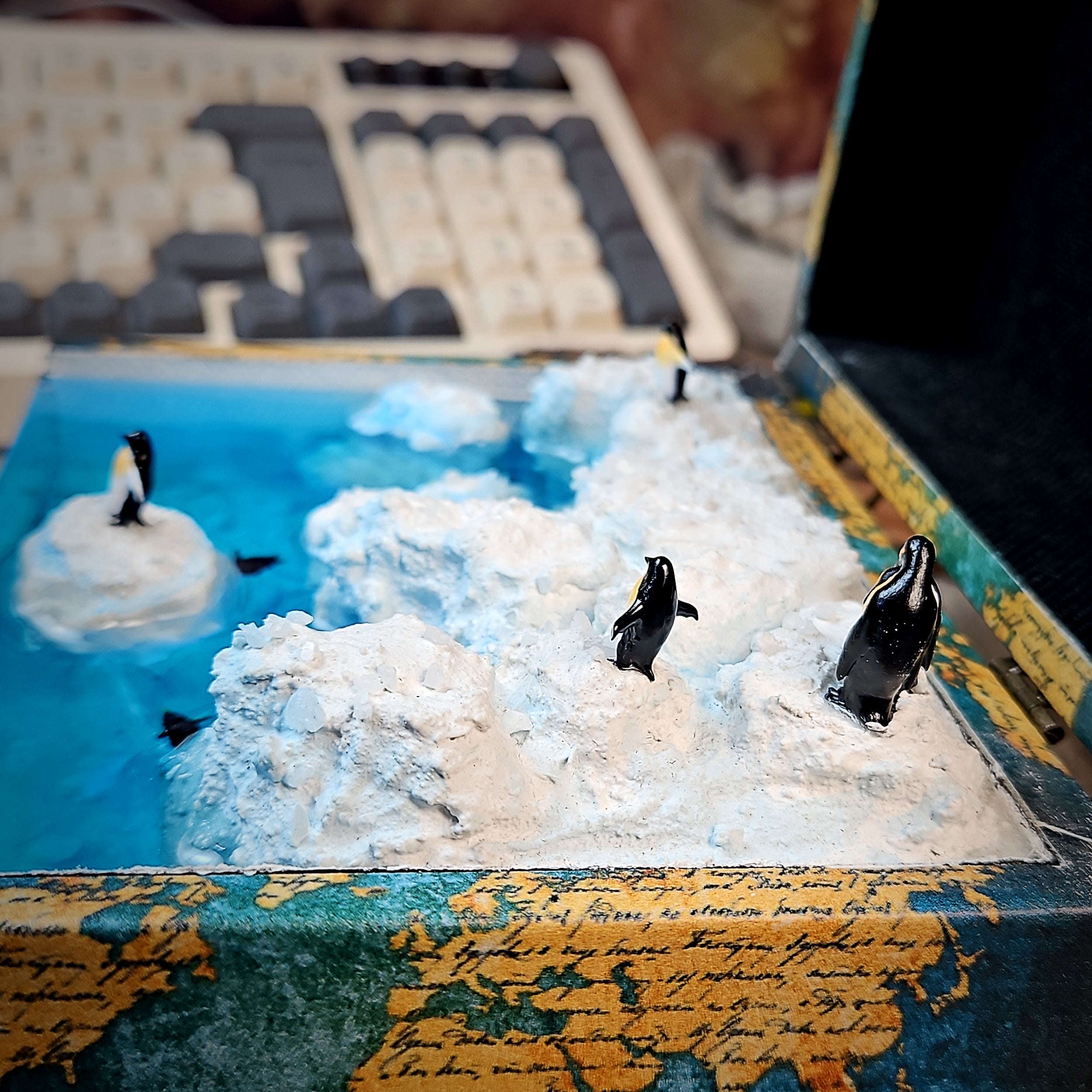 Penguin Iceberg Light Box - handmade resin light box