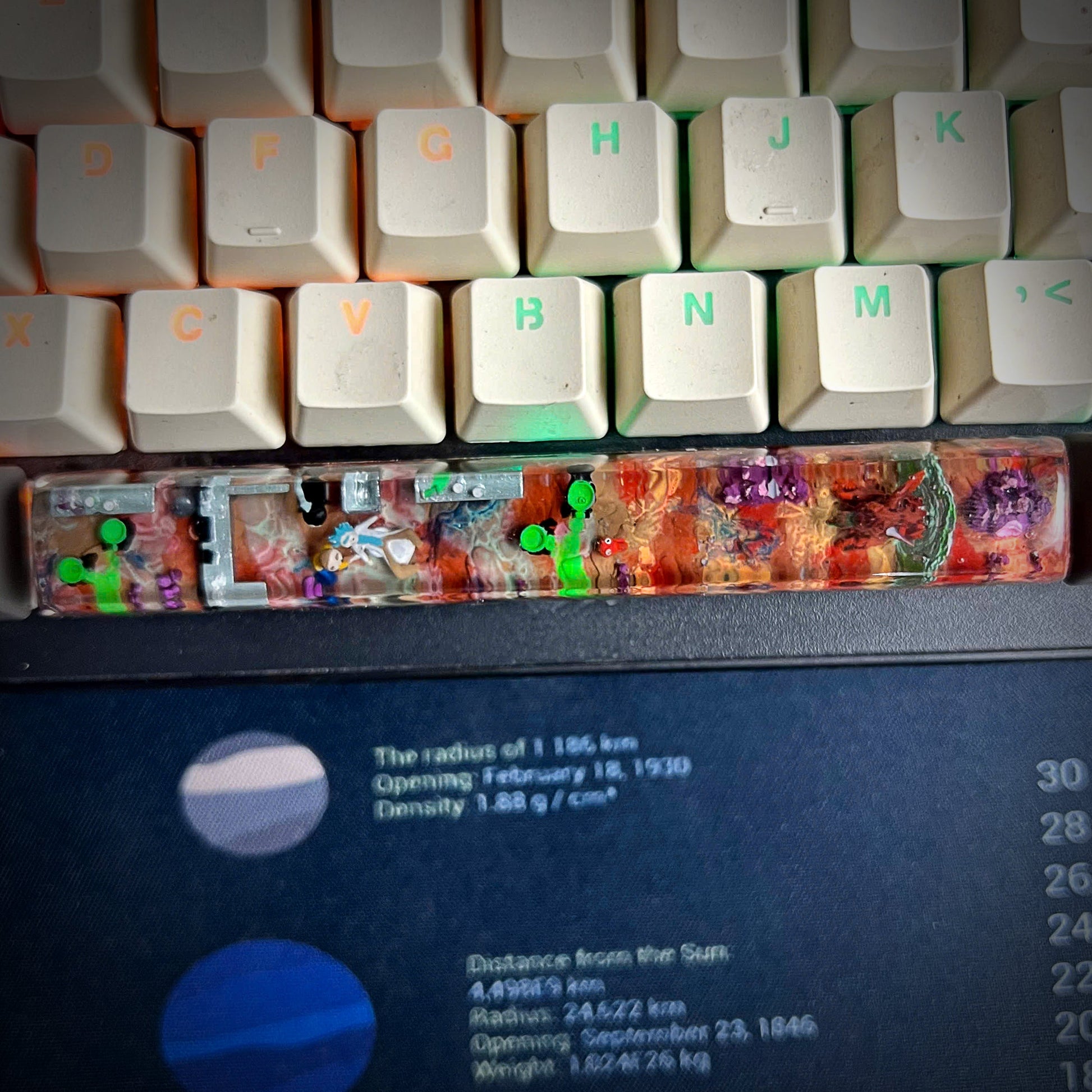 Rick and Morty Space Keycap - handmade resin spacebar