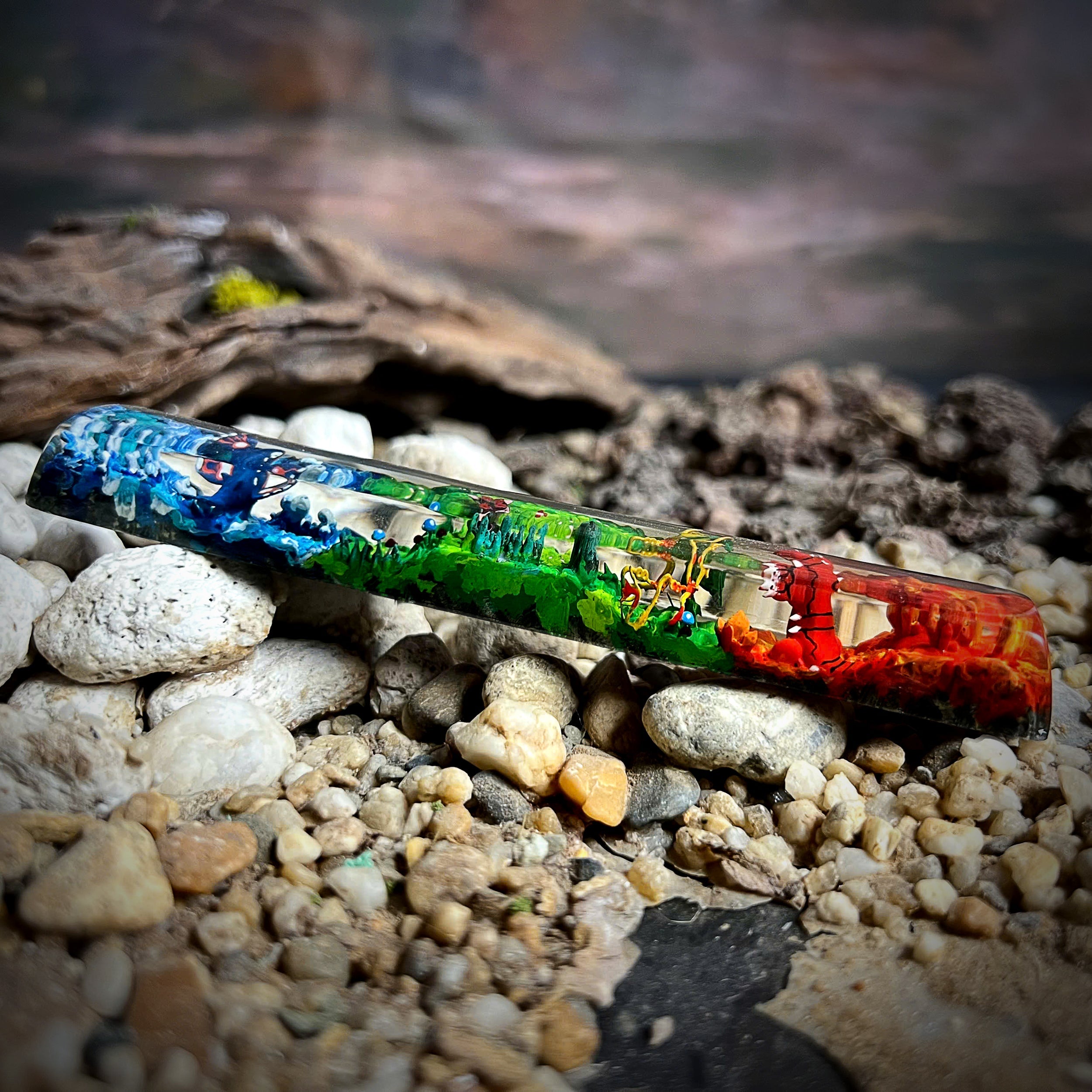 Rayquaza Space Keycap - handmade resin spacebar keycap