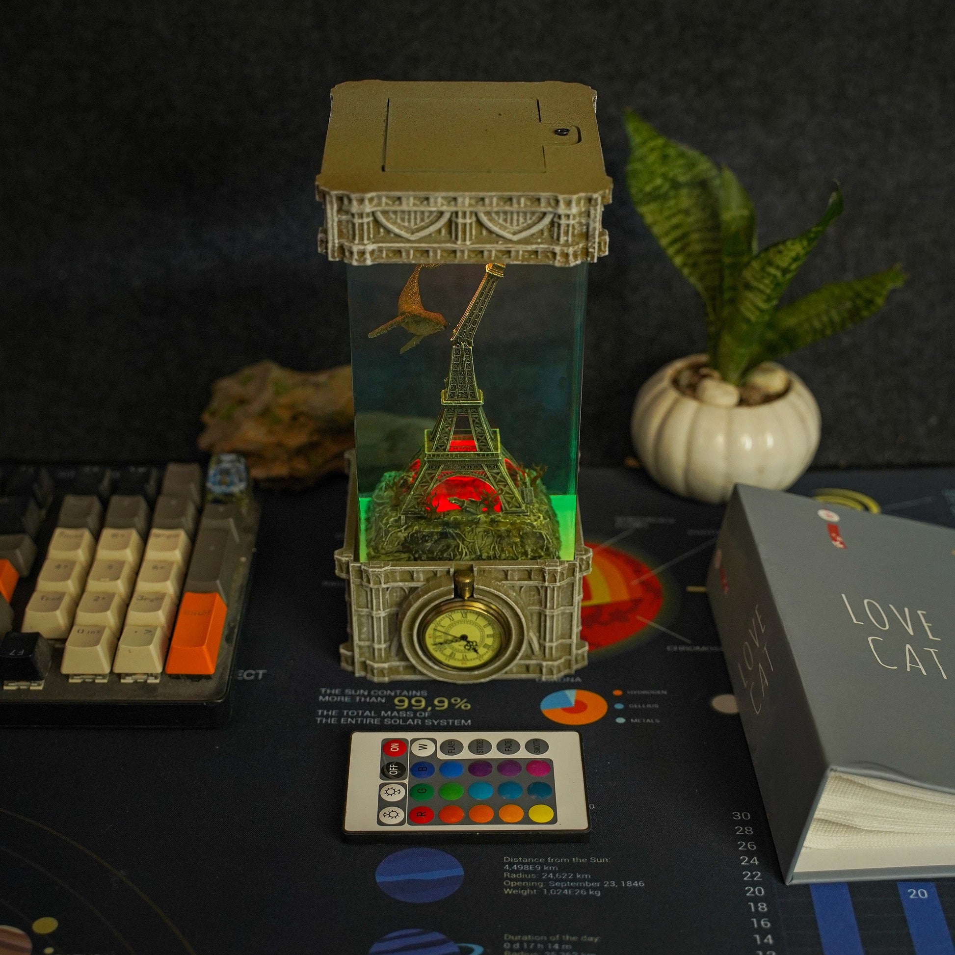 Eiffel Tower Clock Resin Lamp - handmade resin lamp