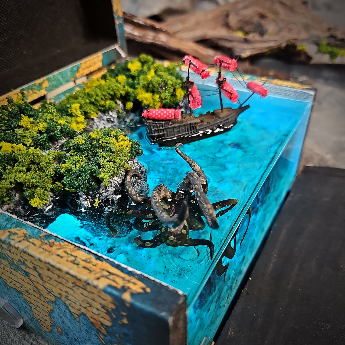 Kraken Light Box - handmade resin light box