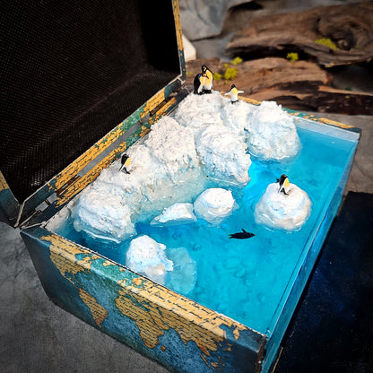 Penguin Iceberg Light Box - handmade resin light box