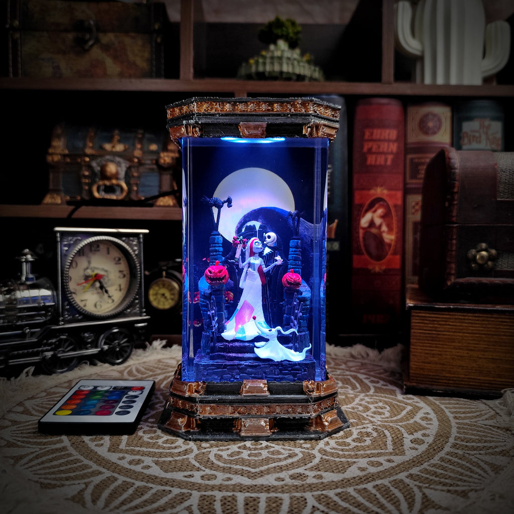 Jack & Sally Resin Lamp - handmade resin lamp