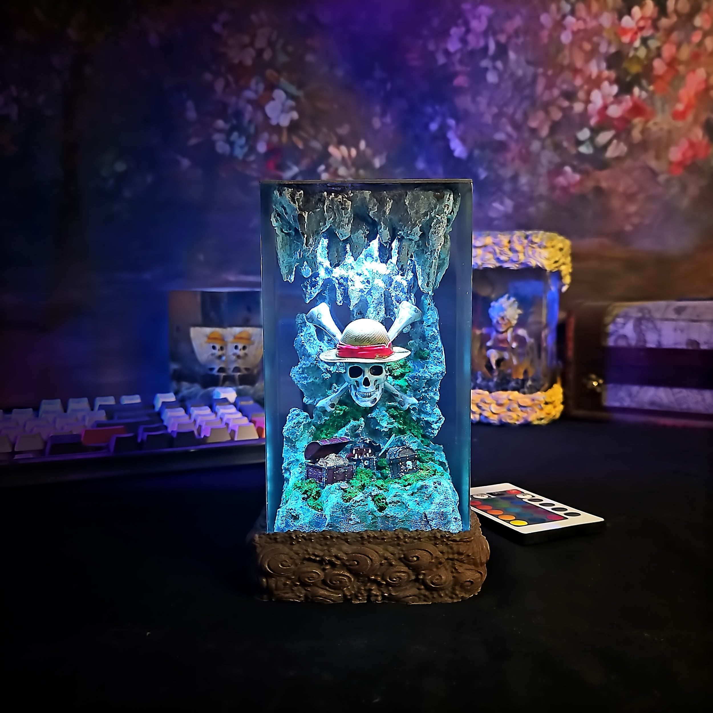 OP Skull One Piece Pirate Skull Resin Lamp - handmade resin lamp