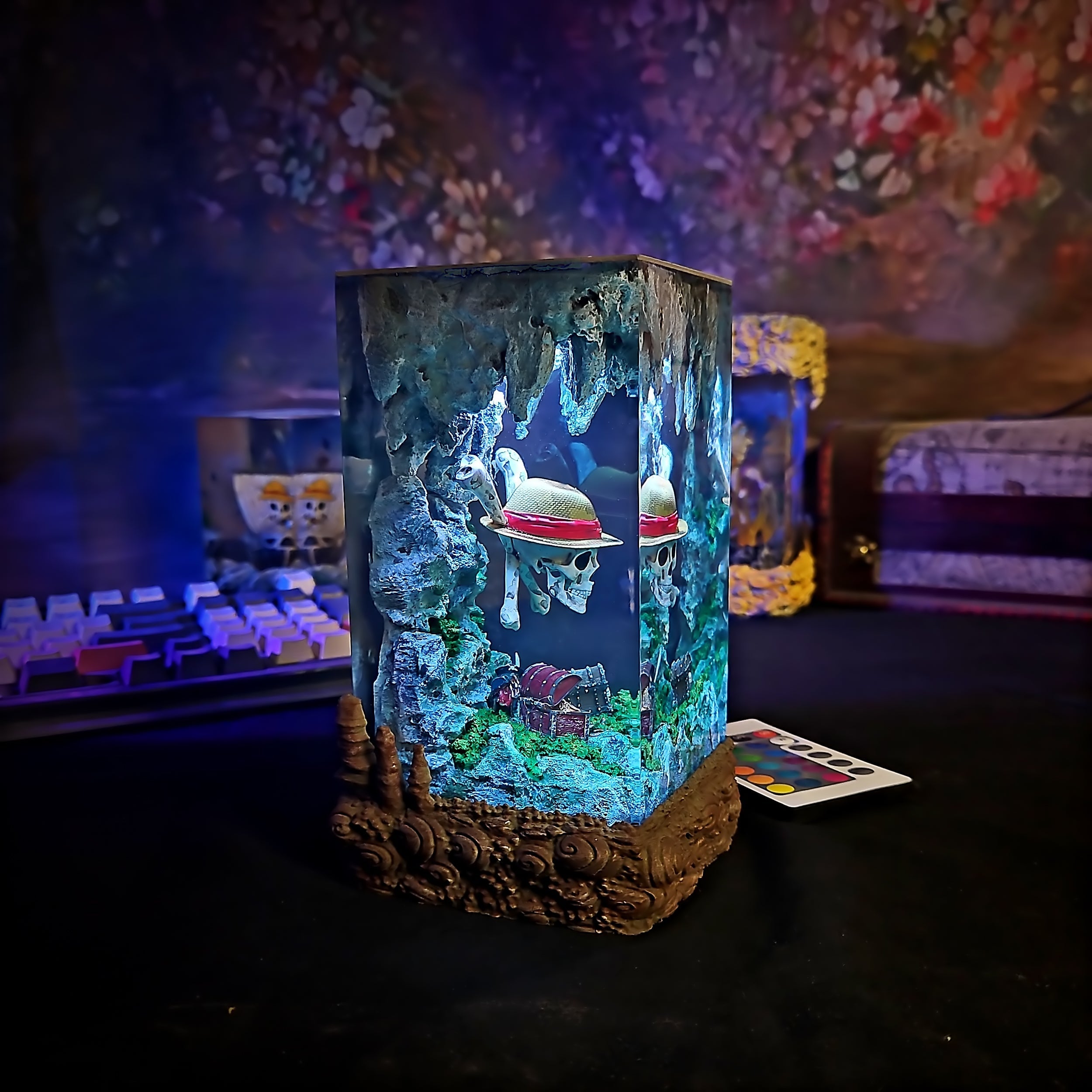 OP Skull One Piece Pirate Skull Resin Lamp - handmade resin lamp